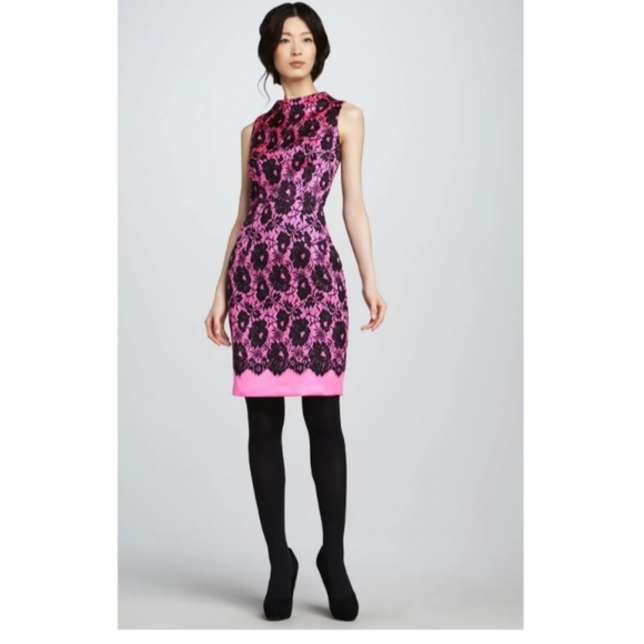 New MILLY NY GIANNA SILK LACE PRINT ILLUSION SLEEVELESS DRESS Size 12 - Picture 9 of 9